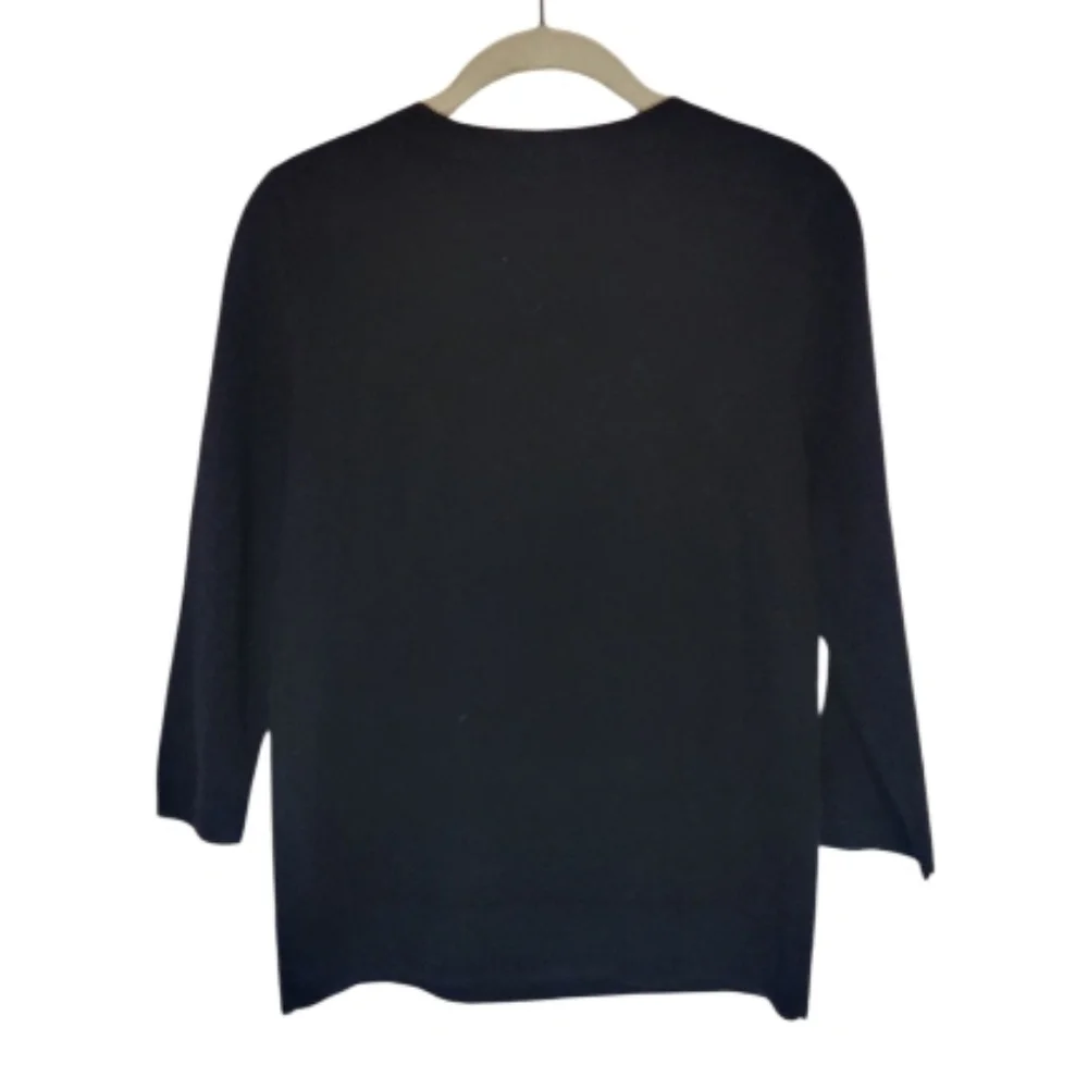 Talbots Pure 100% Cashmere Black Pullover Crewneck Sweater Long Sleeve MD